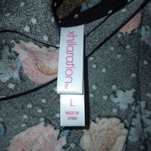 XHILARATION BLACK FLORAL DRESS SZ.L EUC - Picture 6 of 7